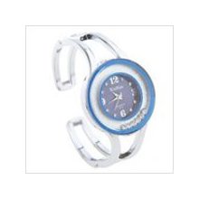 Blue Circle - Stylish Quartz Wrist Watch w/ Metal Cuff Bracelet