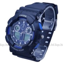 Blue Dial Date Army Military Mens Analog Quartz Sport Waterproof Wrist Watch