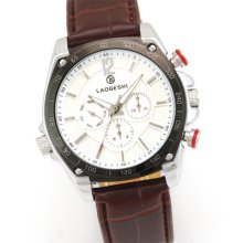 Bn 6-hand Automatic Mechanical Date Day Leather Sport Men Wrist Watch W/gift Box