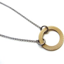 Brass Serpent Ring Circle and Gunmetal Chain Necklace Handmade, Modern, Circles, Simple, Celtic, Norse,Everyday Necklace, Mixed metal