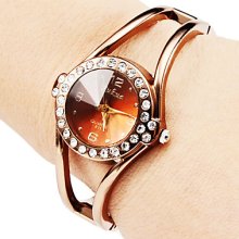 Bronze Women's Hollow Style Alloy Analog Quartz Bracelet Watch