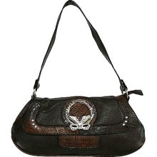 Brown Handbag With Silver And Rhinestone Design Closure (HBX1282)