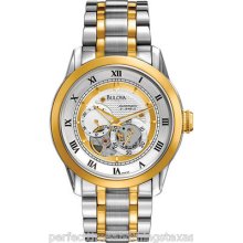 Bulova 98a123 Men's Two Tone Steel- Automatic Watch With Skeletonized Dial