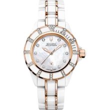 Bulova Accutron Ladies Ceramic Diamond Rose Watch Mirador Collection 65r140