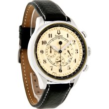 Bulova Adventurer Mens Black Leather Strap Chronograph Quartz Watch 96B137