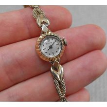 Bulova Ladies Great Solid 14k Case Amazing Gf Band Exc