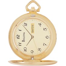 Bulova Unisex Gold Tone Stainless Steel Pocket Watch Quartz 97C24