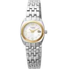 Bulova Womens Two-tone Gold Accents Watch W/ Silver Dial, Date, 45m102 Stunner