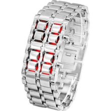 Bundle Monster Silver Unisex Stainless Steel Lava Red LED Digital ...