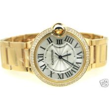 Cartier 18k Gold Ballon Bleu Midsize Watch Diamond Bezl