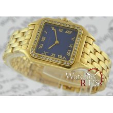 Cartier Panthere Gents Full 18k Yellow Gold Factori Diamond Bezel