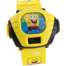 Cartoon Sponge Bob Pattern Plastic Kid's Digital Projector Watch