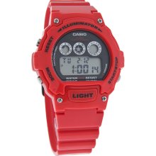 Casio Illuminator Sports Digital Alarm Chronograph Red Quartz Watch W214HC-4AV