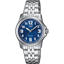 Casio Ltp-1260D-2Bef Ladies Watch Quartz Analogue Blue Dial Silver Steel Strap