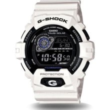 Casio Mens G-Shock Solar World Time Resin Watch - White Rubber Strap - Black Dial - GR8900A-7CR