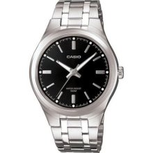 Casio Mtp1310d-1av Men's Silver Stainless-steel Quartz Watch With Black Dial