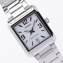 Casio Mtp1336d-7a Mens Stainless Steel Square Modern Dress Date Watch White Dial