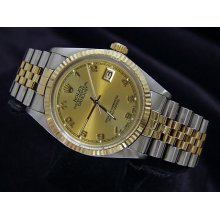 Champagne Arabic dial date just rolex mens watch - Metal