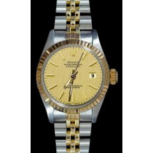 Champagne stick dial datejust women watch rolex SS & gold jubilee fluted bezel - Gold - Gold