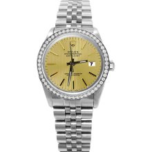 Champagne stick dial rolex date just SS jubilee bracelet datejust watch