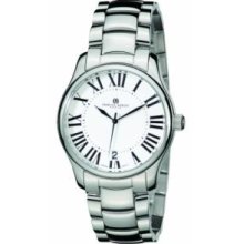 Charles-Hubert Paris 3897-W Mens Stainless Steel White Dial Quartz Watch