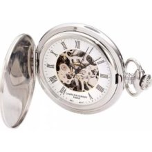 Charles-Hubert Paris 3919 Stainless Steel White Dial Mechanical Pocket Watch