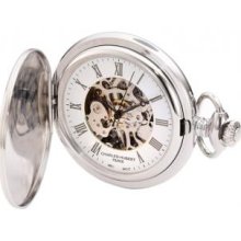 Charles-Hubert Paris 3929 Stainless Steel White Dial Mechanical Pocket Watch