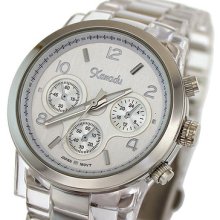 Chic Silver Clear Ladies Round Decorative Subdial Analog Watch - Japan Movement