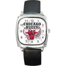 Chicago Bulls Unisex Silver-Tone Square Metal Watch 08