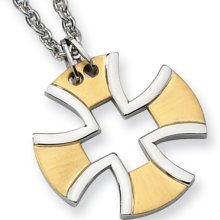 Chisel Stainless Steel Gold Plated Cross Necklace - 18 inches