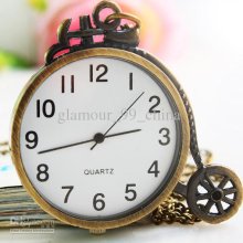 Christmas Gifts Fashion Bicycle Quartz Digital Scale Pocket Watch Gu