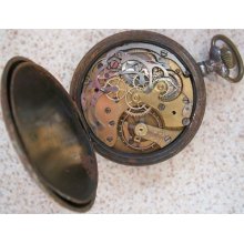 Chronograph Vintage Fine Pocket Watch Open Face 50 Mm. Balance Broken