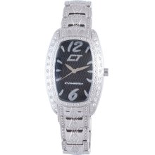 Chronotech Women's Black Dial Crystal Stainless Steel Watch