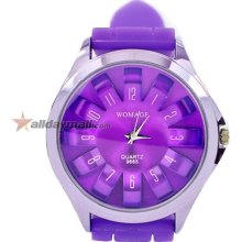 Chrysanthemum Shaped Metal Dial Quartz Unisex Wrist Watch-Purple