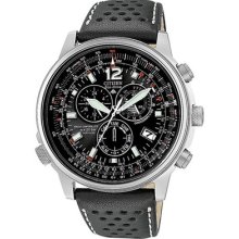 Citizen Eco-drive Nighthawk Chrono Euro Radio Sapphire Leather Watch As4020-36e