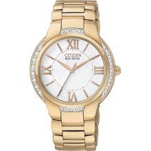 Citizen Eco-Drive Womens Rose-Tone Diamond-Accent Watch