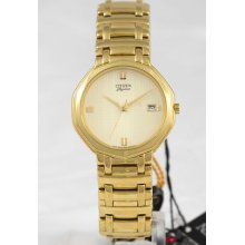 Citizen Elegance White Dial Gold Tone Stainless Steel Band Watch - Aq0802-51az