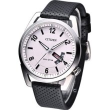 Citizen Men Eco-drive Leather Strap Dress Watch White Aw0010-01a