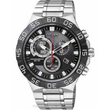 Citizen Mens Eco-Drive 100M WR Chronograph Black Dial AT2090-51E