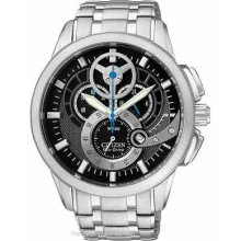 Citizen Mens Eco-Drive 100M WR Chrono - Black Dial - Stainless Steel AT2060-52E