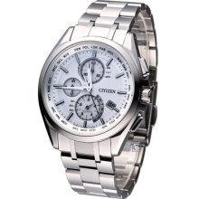 Citizen Perpetual Radio Chronograph Titanium Watch White At8050-53a Japan