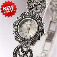 Classic Vintage Pocket Flower Dial Lady Bracelet Women Lovely Quartz Wrist Watch