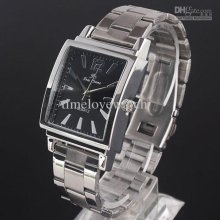 Cn Post Square Men Quartz Classic Watch Wear Black Face Stainless Ba