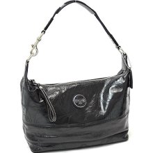 Coach 17421 Black Stitched Patent Leather Hobo Handbag