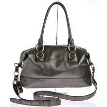 Cole Haan Gray Metallic Leather Archer Satchel Handbag NWT