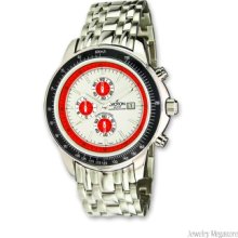 Croton Men's Stainless Steel Red/Wht Dial Chronograph Watch