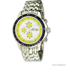 Croton Men's Stainless Steel Yellow/Wht Dial Chronograph Watch