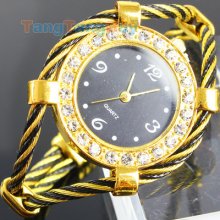 Crystal Fashion Steel Fashion Woman Girl Lady Snake Bracelet Wrist Watch 3 Color
