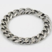 Cuban Mens Boys Silver Tone 316l Stainless Steel Curb Link Chain Bracelet