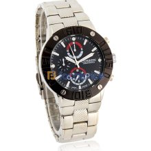 CURREN 8006 Round White Steel Men's Wrist Watch (Black)